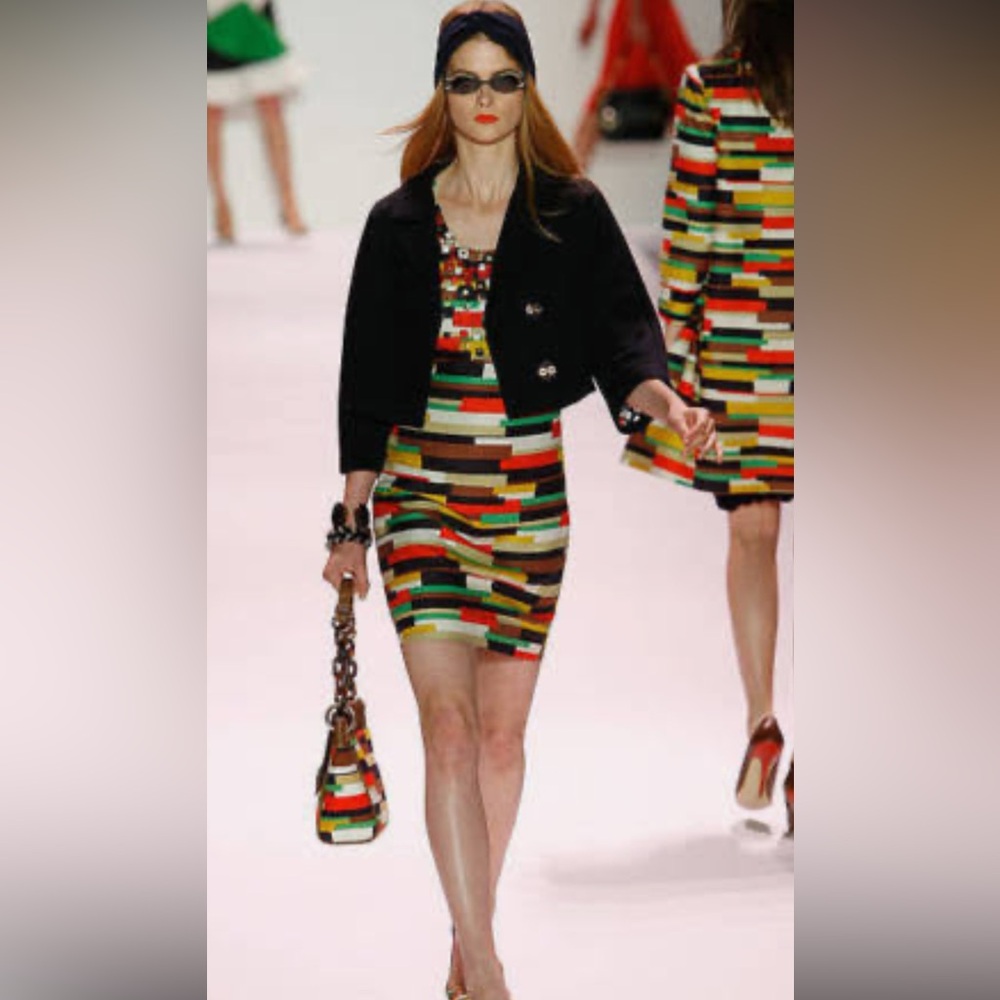 Milly of New York Multi autumnal colored Hyper-Mod Beaded Dress, sz8 catwalk